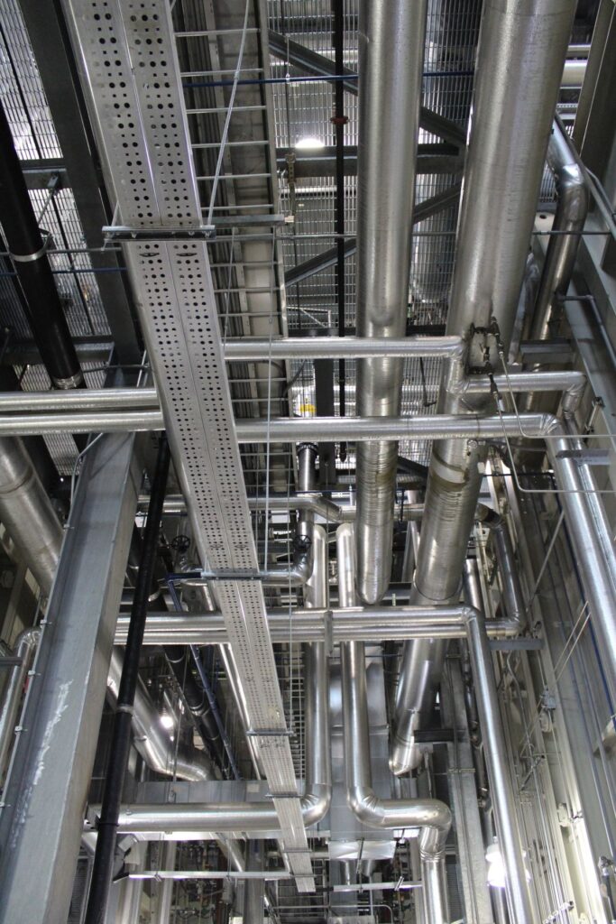 Ceiling MEP pipework coordinated through BIM clash detection